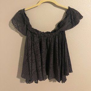 Grey Free People off-the shoulder top